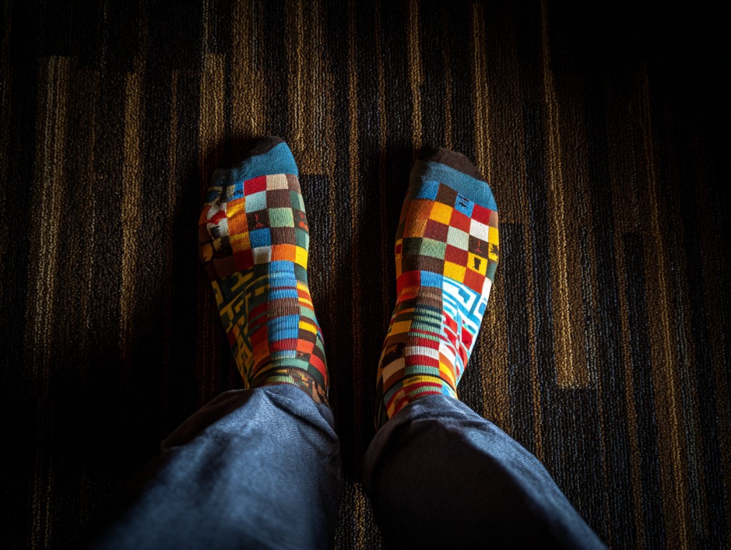 Colorful socks - a daily declaration that God's joy is not contingent on the absence of pain